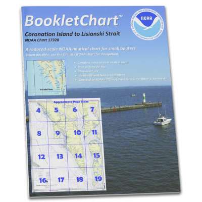 NOAA BookletChart 17320: Coronation Island to Lisianski Strait, Handy 8.5" x 11" Size. Paper Chart Book Designed for use Aboard Small Craft