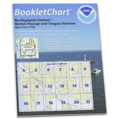 HISTORICAL NOAA BookletChart 17428: Revillagigedo Channel: Nichols Passage: and Tongass Narrows, Handy 8.5" x 11" Size. Paper Chart Book Designed for use Aboard Small Craft