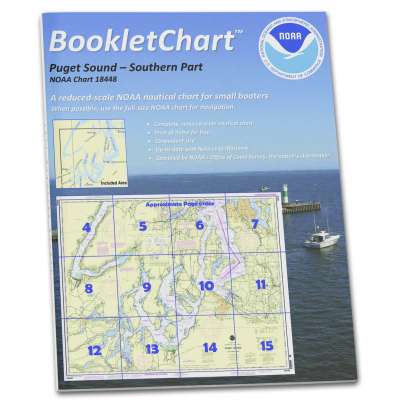 NOAA BookletChart 18448: Puget Sound-Southern Part, Handy 8.5" x 11" Size. Paper Chart Book Designed for use Aboard Small Craft