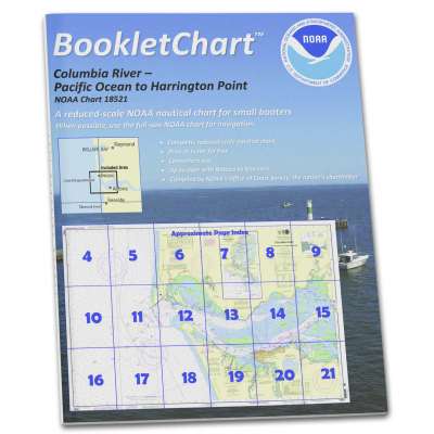 HISTORICAL NOAA BookletChart 18521: Columbia River Pacific Ocean to Harrington Point;Ilwaco Harbor, Handy 8.5" x 11" Size. Paper Chart Book Designed for use Aboard Small Craft