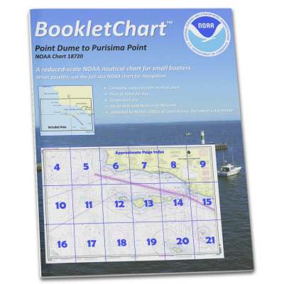 HISTORICAL NOAA BookletChart 18720: Point Dume to Purisma Point, Handy 8.5" x 11" Size. Paper Chart Book Designed for use Aboard Small Craft