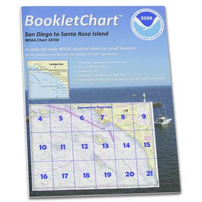 HISTORICAL NOAA BookletChart 18740: San Diego to Santa Rosa Island, Handy 8.5" x 11" Size. Paper Chart Book Designed for use Aboard Small Craft