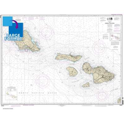Pacific Coast Charts :Large Format NOAA Chart 19340: Hawai'i to O'ahu