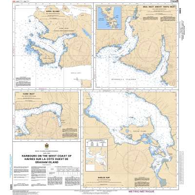 CHS Chart 3860: Harbours on the West Coast of/Havres sur la côte ouest de Graham Island