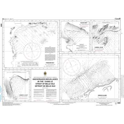 Atlantic Region Charts :CHS Chart 4668: Anchorages / Mouillages in the / dans le Strait of Belle Isle / Détroit de Belle Isle