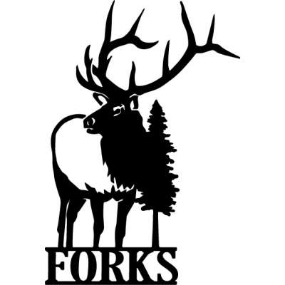 Customs & Named Metal Art :Elk Redwood "Forks" MAGNET