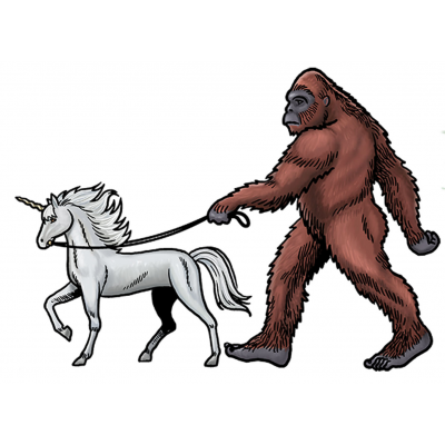 Bigfoot Novelty Gifts :Bigfoot & Unicorn STICKER (10 PACK)