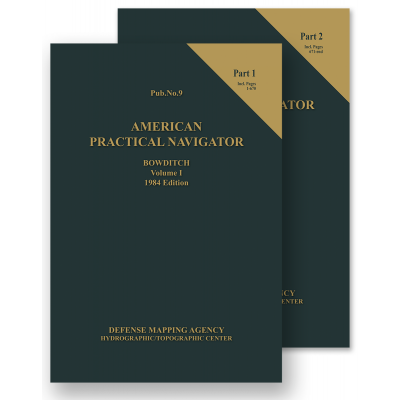 1984 American Practical Navigator - Bowditch - Volume 1 - Hardcover Books (Set of 2)