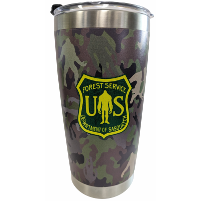 Squatch Metalworks - Leave Only Footprints- Green Camo - Stainless-Steel Tumbler with Lid