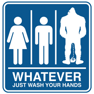 Whatever Bathroom Bigfoot STICKER (1 STICKER)
