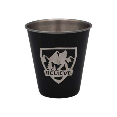 Bigfoot Believe Shield with USFS Department of Sasquatch - Stainless Steel Shot Glass