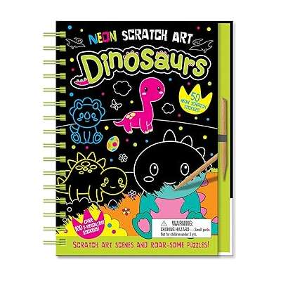 Neon Scratch Art Dinosaurs - Sticker Book