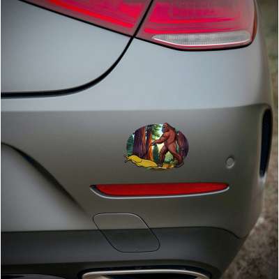 Bigfoot Walking Banana Slug - Vinyl Sticker (1 STICKER)