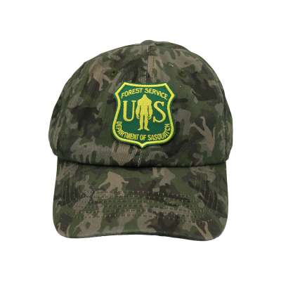 Bigfoot Camo with US Forest Service Department of Sasquatch Patch- Hat