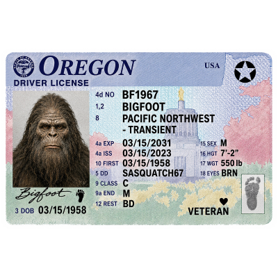 IHS-10P-097 - Bigfoot Drivers License - Oregon