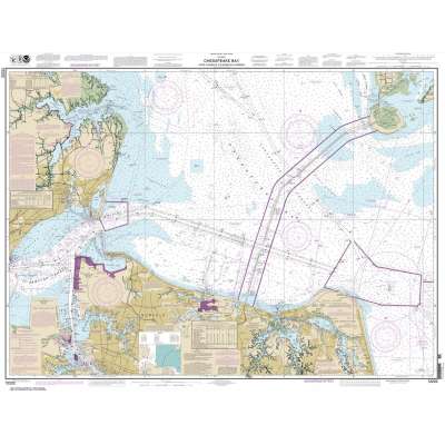 Atlantic Coast NOAA Charts :NOAA Chart 12222: Chesapeake Bay Cape Charles to Norfolk Harbor