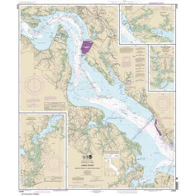 Atlantic Coast NOAA Charts :NOAA Chart 12248: James River Newport News to Jamestown Island; Back River and College Creek