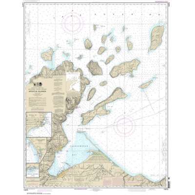 HISTORICAL NOAA Chart 14973: Apostle Islands: including Chequamegan Bay;Bayfield Harbor;Pikes Bay Harbor;La Pointe Harbor