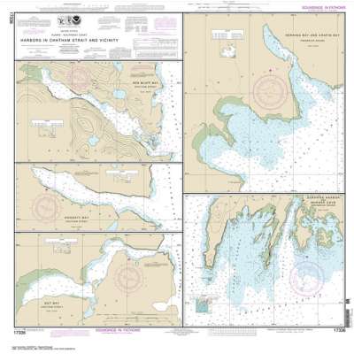 HISTORICAL NOAA Chart 17336: Harbors in Chatham Strait and vicinity Gut Bay: Chatham Strait;Hoggatt Bay: Chatham Strait;Red Bluff Bay: Chatham Strait;Herring Bay and hapin Bay: Frederick Sound;Surprise Hbr: and Murder Cove: Frederick Sound