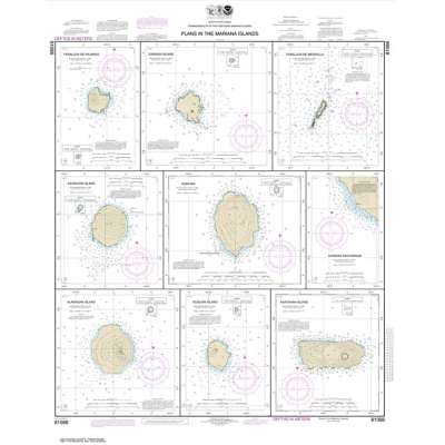 HISTORICAL NOAA Chart 81086: Plans in the Mariana Islands; Faraloon de Pajaros; Sarigan Island; Farallon de Medinilla; Ascuncion Island; Agrihan; Agrihan Anchorge; Alamagan Island; Guguan; Anatahan