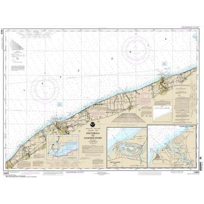 HISTORICAL NOAA Chart 14825: Ashtabula to Chagrin River;Mentor Harbor;Chagrin River