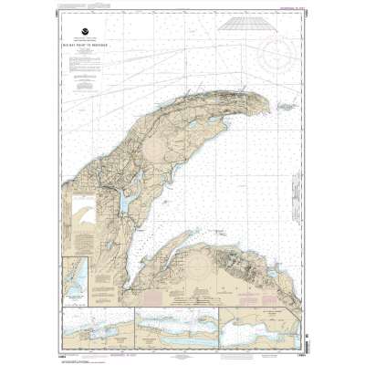 HISTORICAL NOAA Chart 14964: Big Bay Point to Redridge;Grand Traverse Bay Harbor;Lac La Belle harbor;Copper and Eagle Harbors