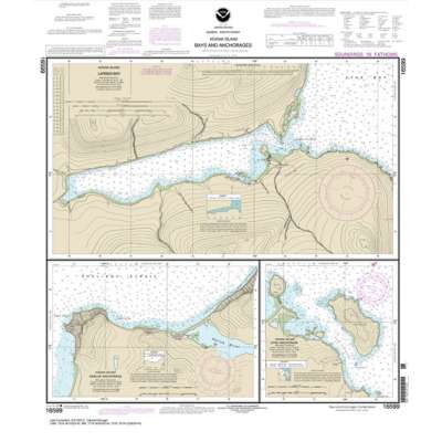 HISTORICAL NOAA Chart 16599: Bays and Anchorages: Kodiak Island Karluk Anchorage;Larsen Bay;Uyak Anchorage