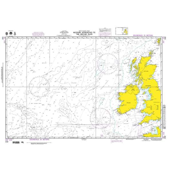 NGA Chart 102: Western Apprs. to the British Isles
