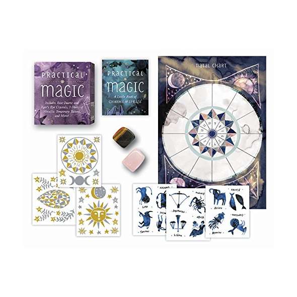 Practical Magic KIT: Includes Rose Quartz and Tiger’s Eye Crystals, 3 Sheets of Metallic Tattoos, and More!