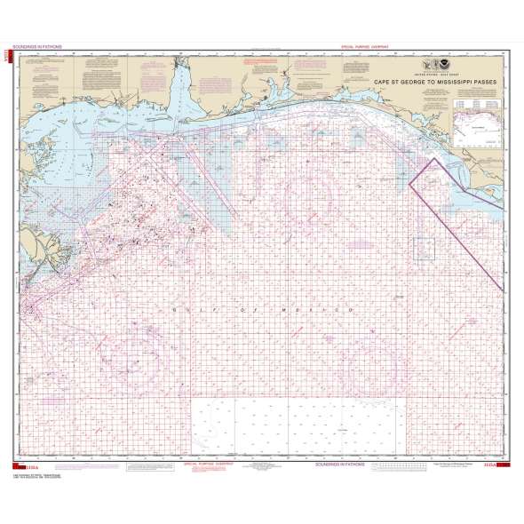 NOAA Chart 1114A: Tampa Bay to Cape San Blas (Oil and Gas Leasing Areas)NOAA Chart 1115A: Cape St. George to Mississippi Passes (Oil and Gas Leasing Areas)