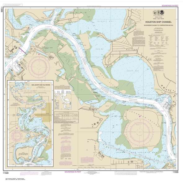 NOAA Chart 11329: Houston Ship Channel Alexander Island to Carpenters Bayou