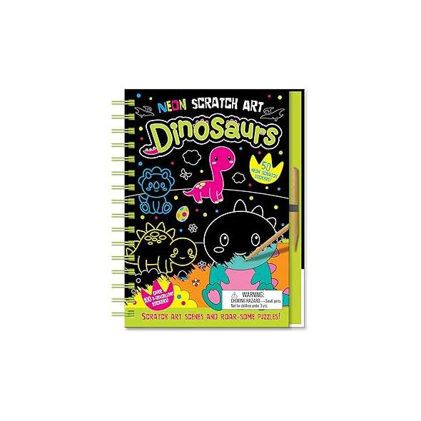 Neon Scratch Art Dinosaurs - Book - Paracay