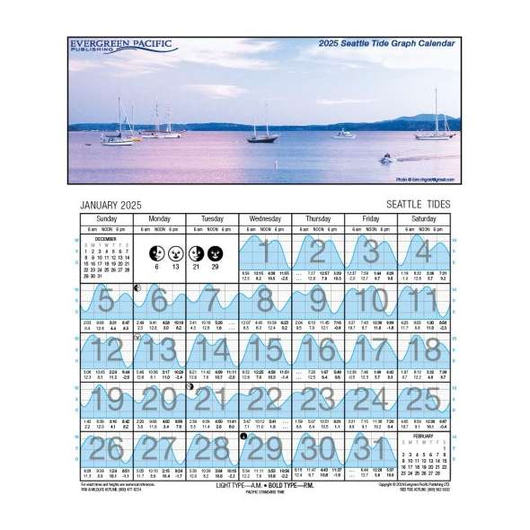Seattle Tide Graph Calendar 2025 - Book - Paracay