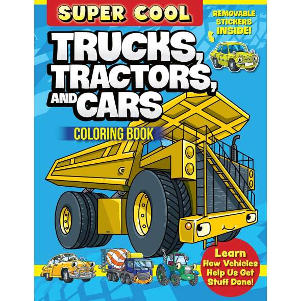 Super Cool Trucks, Tractors, And Cars Coloring Book - Book - Paracay