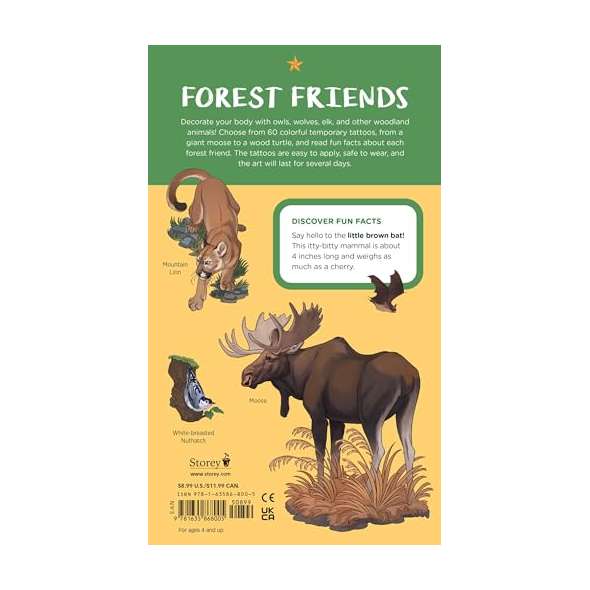 Wild, Wonderful Tattoo Woodland Animals: 60 Temporary Tattoos That Teach - Book - Paracay