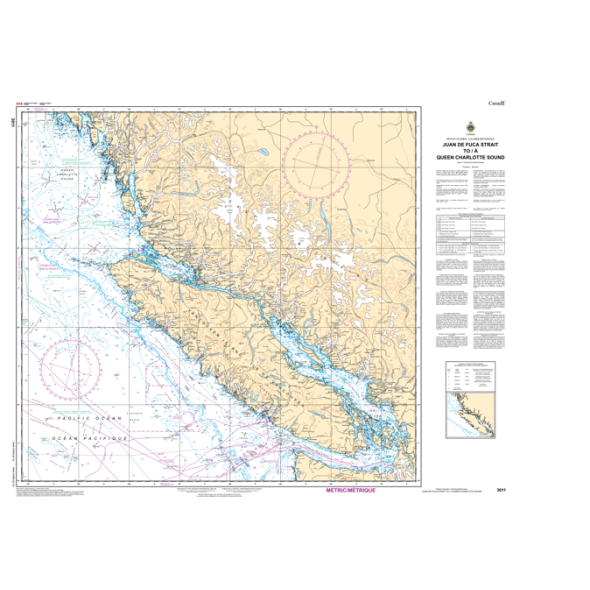 CHS Chart 3011: Juan de Fuca to / à Queen Charlotte Sound- Paracay