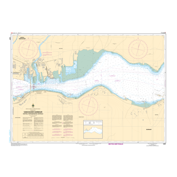CHS Chart 3497: Vancouver Harbour Central Portion/Partie Centrale- Paracay