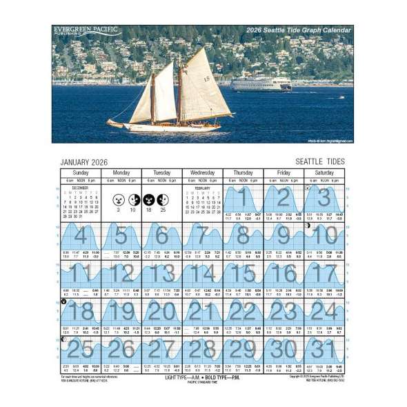 Seattle Tide Graph Calendar 2026 - Book - Paracay