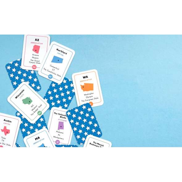 Fun with 50 States Card Game: Learn Capitals, Nicknames, and More about the United States! - Playing Cards - Paracay