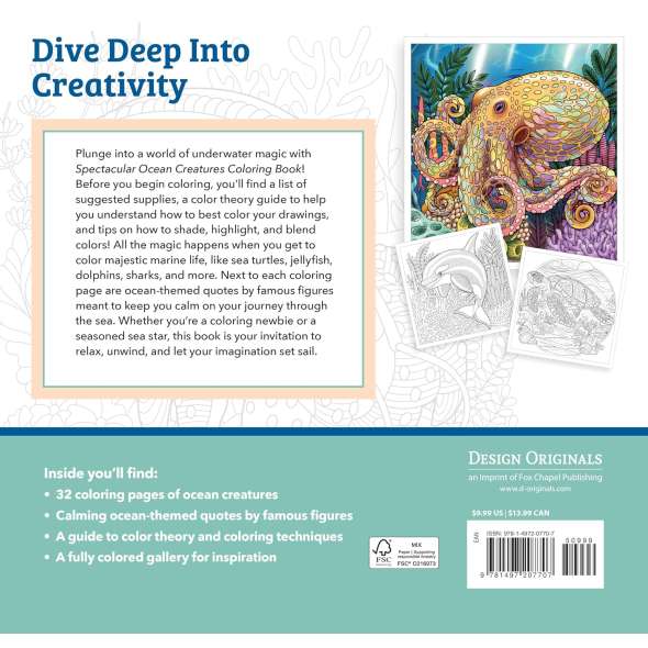 Spectacular Ocean Creatures Coloring Book - Book - Paracay