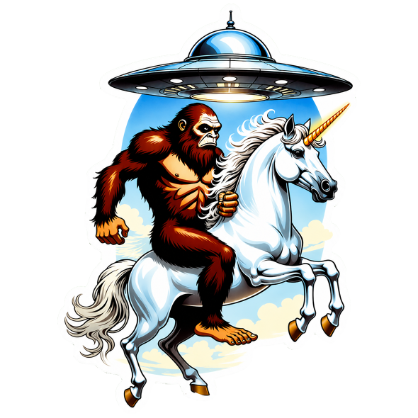 The Unbelievable Trio (UFO + Bigfoot + Unicorn) - Sticker - Paracay