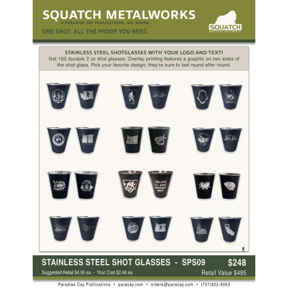 Squatch Metalworks Package Deal - Custom Shot Glasses (WHOLESALE ONLY) SPS09 - Paracay