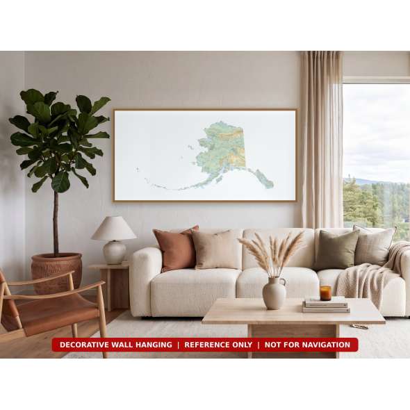 Alaska sectional chart wall map hanging in a living room