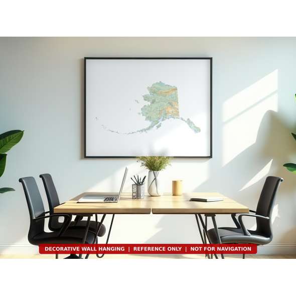 Alaska sectional chart wall map hanging in an office