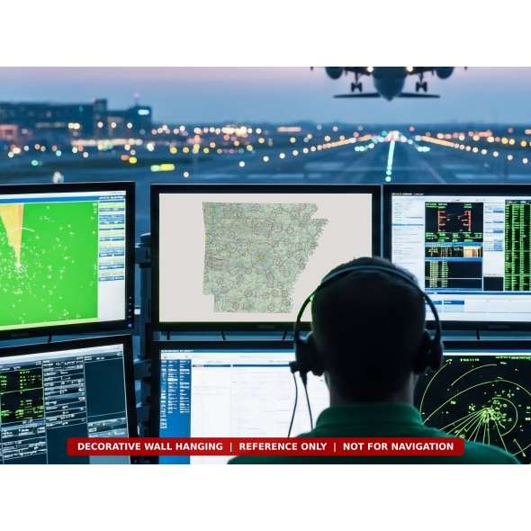 Arkansas sectional chart wall map on a control tower screen