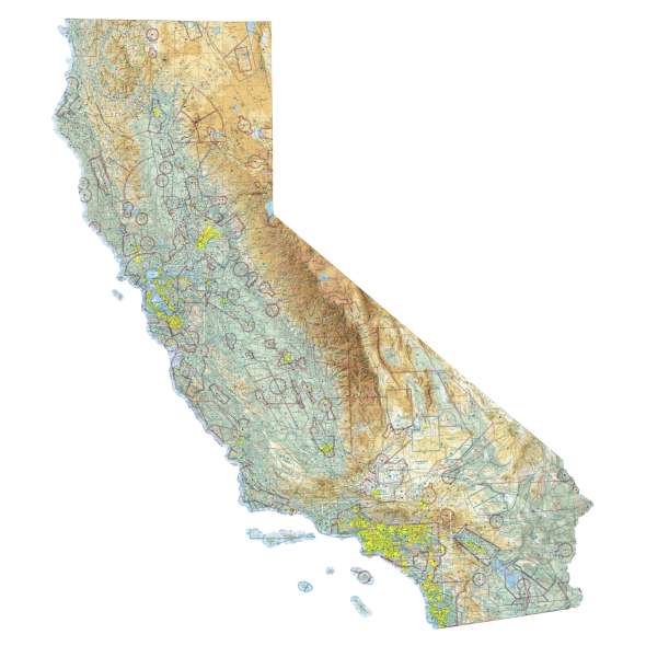 California sectional chart wall map, decorative FAA chart, reference only