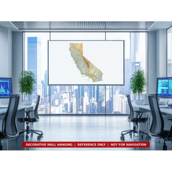California sectional chart wall map on an office wall