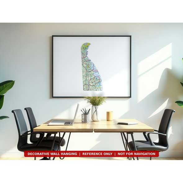 Delaware sectional chart wall map hanging in an office