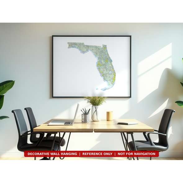 Florida sectional chart wall map hanging in an office