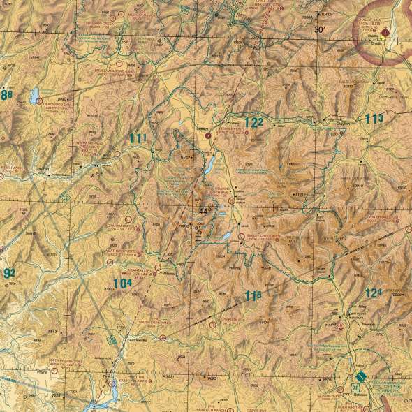Close-up of the Idaho sectional chart showing airports and airspace